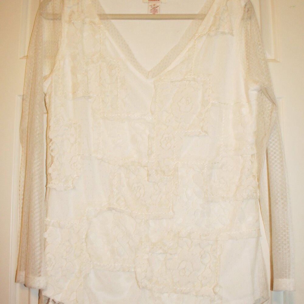 Sundance Women’s Long Sleeved V Neck Lace Top Size Medium